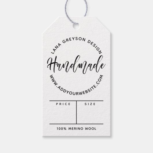 Brush Script Handmade Social Media Price Geschenkanhänger (Vorderseite)