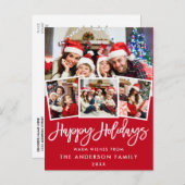 Brush Script Happy Holidays 4 Foto Red Postkarte (Vorne/Hinten)