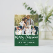 Brush Script Hochzeit 4 Foto Grün Postkarte (Stehend Vorderseite)