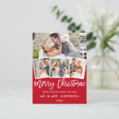 Brush Script Hochzeit 4 Red Postkarte (Stehend Vorderseite)