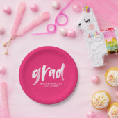 Brush Script Hot Pink Graduation Pappteller (Party)