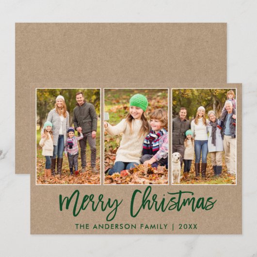 Brush Script Kraft 3 Foto Weihnachten (Vorne/Hinten)