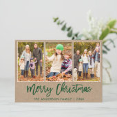 Brush Script Kraft 3 Foto Weihnachten (Stehend Vorderseite)