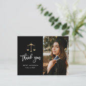 Brush Script Law School Abschluss vielen Dank Postkarte (Stehend Vorderseite)