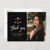 Brush Script Law School Abschluss vielen Dank Postkarte (Vorne/Hinten)