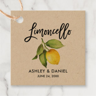 Brush Script Lemon Wedding Limoncello Kraft Geschenkanhänger