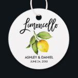 Brush Script Lemon Wedding Limoncello Round Tags Geschenkanhänger<br><div class="desc">Modernes Pinselskript,  elegante Wasserfarbe Limoncello Hochzeit Danke Tags</div>