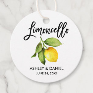 Brush Script Lemon Wedding Limoncello Round Tags Geschenkanhänger