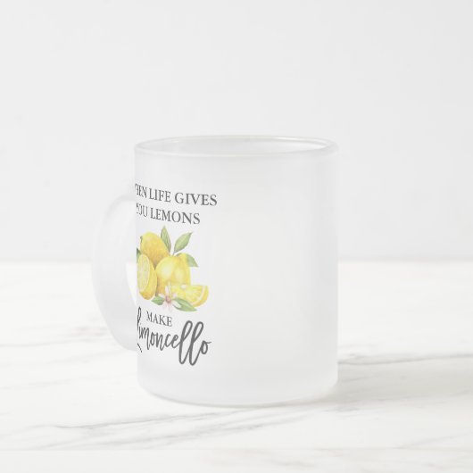 Brush Script Lemons Limoncello Mattiert Glass Tass Mattglastasse (Vorderseite Links)