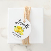 Brush Script Lemons Wedding Limoncello Round Kraft Geschenkanhänger (Beispiel)