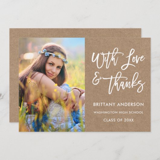 Brush Script Liebe Dank Abschluss Kraft Dankeskarte (Vorne/Hinten)