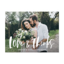 Brush Script Liebe & Danke Foto Hochzeit Vielen Da