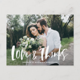 Brush Script Liebe & Danke Foto Hochzeit Vielen Da Postkarte