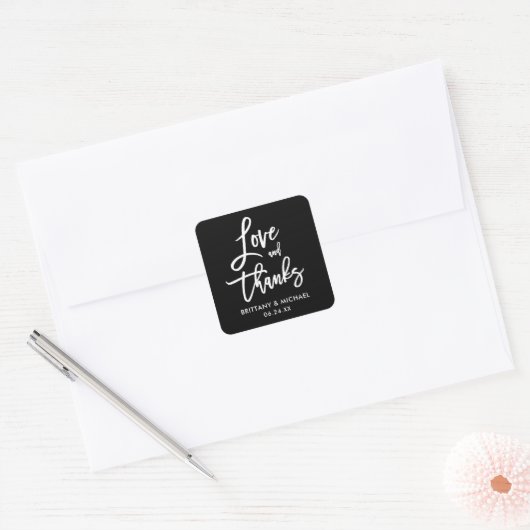 Brush Script-Liebe und Dank Umschlag Aufkleber Bla (Umschlag)