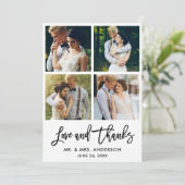Brush Script-Liebe und Danke Wedding 4 Foto (Stehend Vorderseite)
