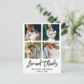 Brush Script-Liebe und Danke Wedding 4 Foto Postkarte (Stehend Vorderseite)