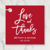 Brush Script-Liebe und Dankeschön Wedding Red Geschenkanhänger (Vorderseite)