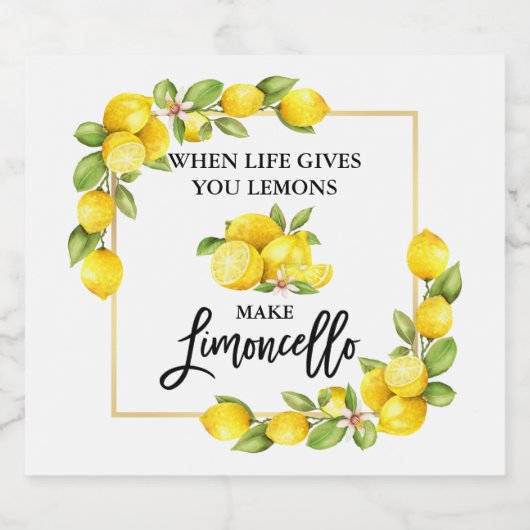Brush Script Limoncello Lemons Alkoholflaschenetikett (Einzelnes Label)