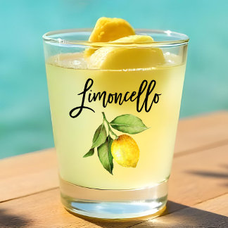 Brush Script Limoncello Watercolor Lemon Schnapsglas