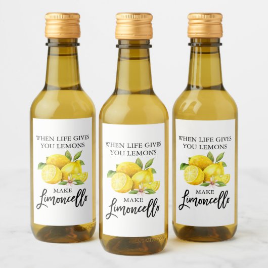 Brush Script Limoncellon Lemons Mini Flasche Etike Weinetikett (Flaschen)