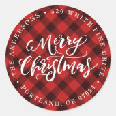 Brush Script Merry | Ferien-Rücksendeadressen-Aufk Runder Aufkleber (Vorderseite)