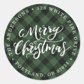 Brush Script Merry Holiday Rücksendeadressen-Aufkl Runder Aufkleber (Vorderseite)