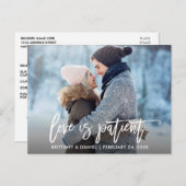 Brush-Script Neue Hochzeiten Liebe ist Patient Postkarte (Vorne/Hinten)