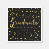 Brush Script Personalisiert Gold Foil Confetti Bla Serviette (Vorderseite)