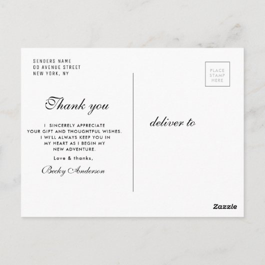 Brush Script Pflege Schule Abschluss vielen Dank Postkarte (Rückseite)