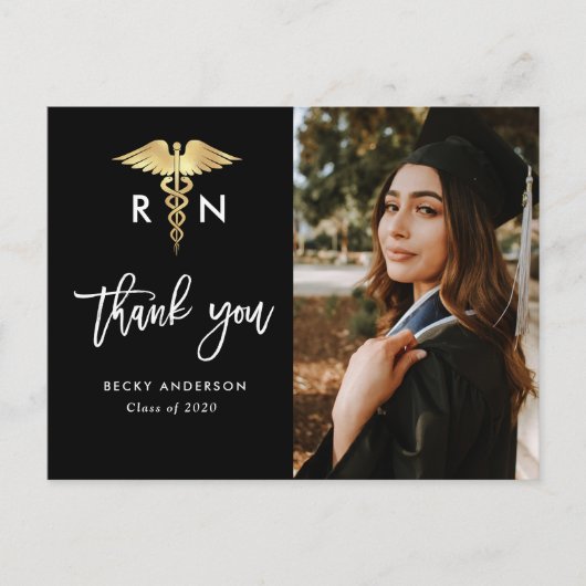 Brush Script Pflege Schule Abschluss vielen Dank Postkarte (Vorderseite)