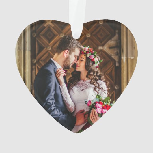 Brush Script Red First Christmas | Foto zurück Ornament (Rückseite)