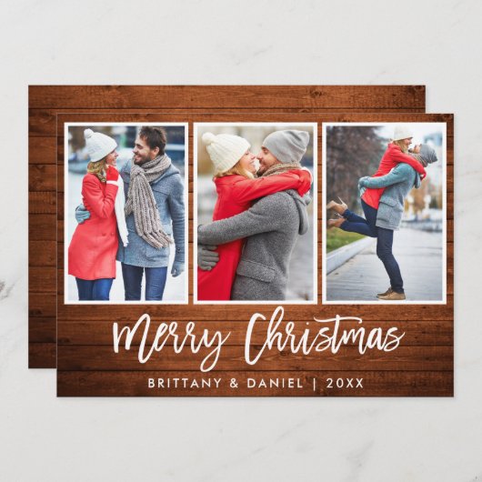 Brush Script Rustic Wohnen Weihnachten 3 Foto (Vorne/Hinten)