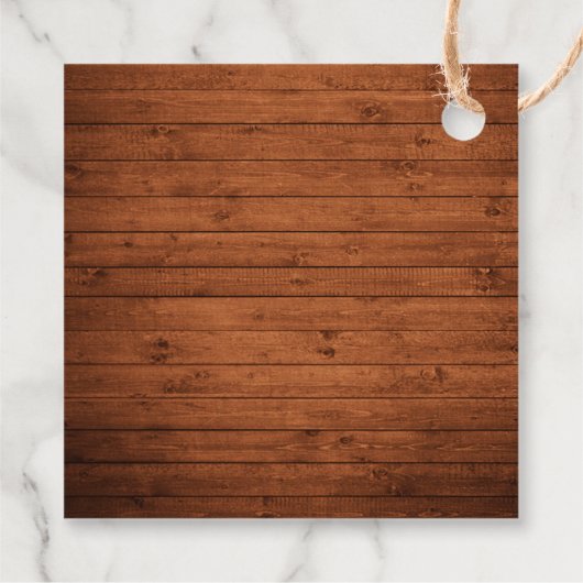 Brush Script Rustic Wood Christmas Square Geschenkanhänger (Rückseite)