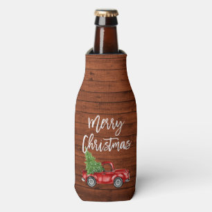 Brush Script Rustic Woodruck Weihnachten Flaschenkühler