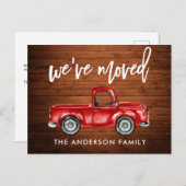 Brush Script Rustikale Adresse ändern Red Truck Postkarte (Vorne/Hinten)