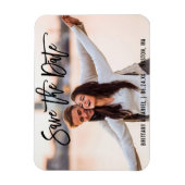 Brush Script Save the Date Couple Foto B Magnet (Vertikal)