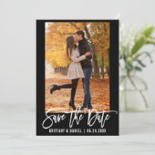 Brush Script Save the Date Foto Verlobung Card B (Stehend Vorderseite)