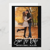 Brush Script Save the Date Foto Verlobung Card B (Vorne/Hinten)