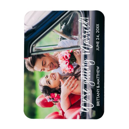 Brush Script Save the Date Wir werden heiraten Magnet (Vertikal)