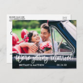 Brush Script Save the Date Wir werden heiraten Postkarte (Vorne/Hinten)
