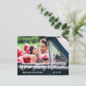 Brush Script Save the Date Wir werden heiraten Postkarte (Stehend Vorderseite)