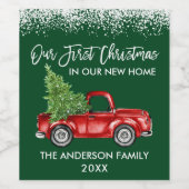 Brush Script Schnee 1. Weihnachtsfeier Zuhause Tru Weinetikett (Einzelnes Label)