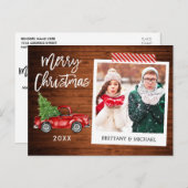 Brush Script Sofortige Foto Truck Weihnachtsbänder Postkarte (Vorne/Hinten)