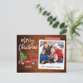 Brush Script Sofortiges Foto Weihnachtsbänder Truc Postkarte (Stehend Vorderseite)