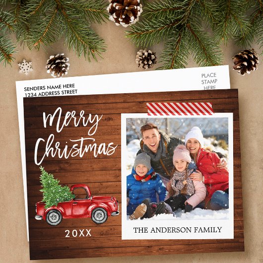 Brush Script Sofortiges Foto Weihnachtsbänder Truc Postkarte