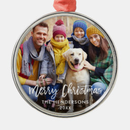 Brush Script Star Family Foto Frohe Weihnachten Ornament Aus Metall