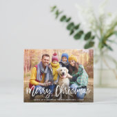 Brush Script Star Family Foto Frohe Weihnachten Postkarte (Stehend Vorderseite)