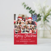 Brush Script Star Frohe Weihnachten 4 Foto Red Postkarte (Stehend Vorderseite)