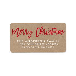 Brush Script Star Frohe Weihnachten Kraft Adressaufkleber