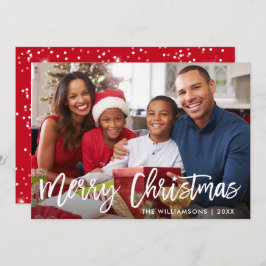 Brush Script Star Frohe Weihnachts Foto Red Card Einladung